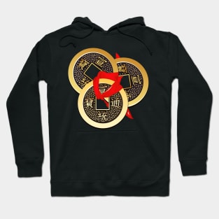 Chinese coin tied with red ribbon Hoodie